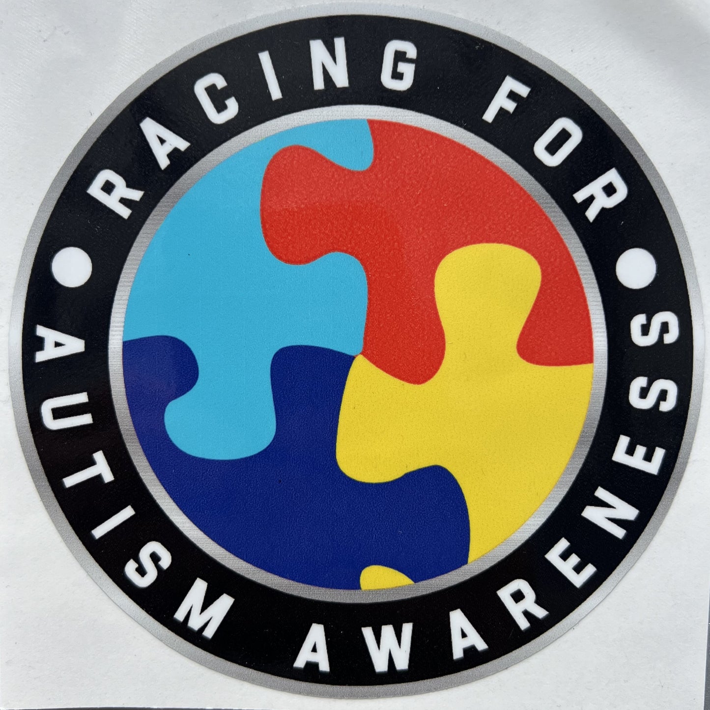 S2403 - Racing for Autism Awareness Circle Window Sticker