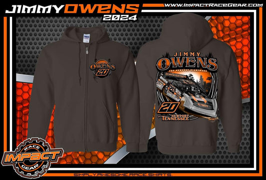 ZHS2402CH - Chocolate "Owens Tennessee Trees" Adult Zip-Up Hooded Sweatshirt