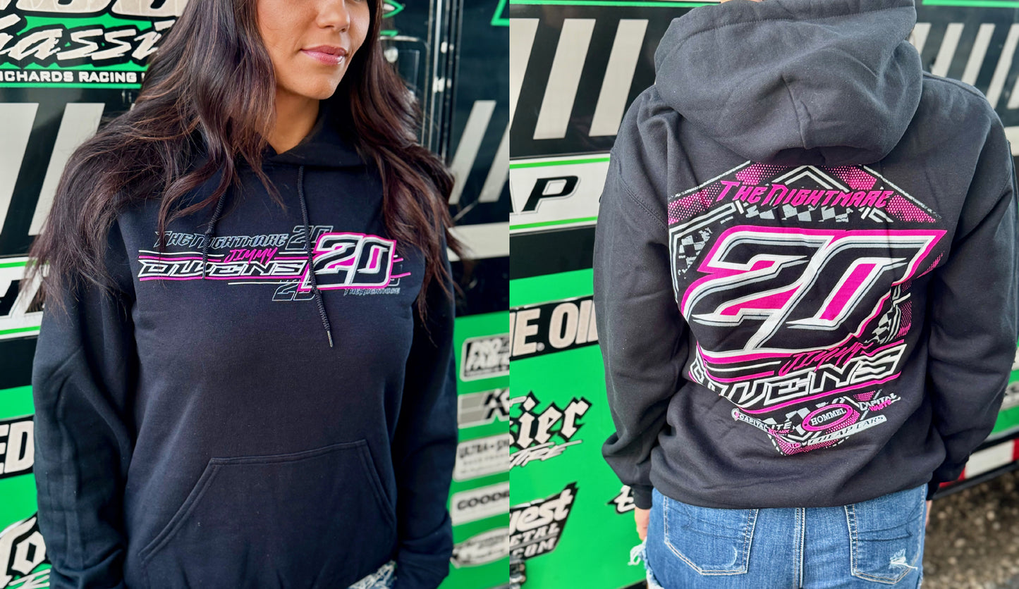 HS2505B - Black "Nightmare Hexagon" Adult Hooded Sweatshirt w/ Pink Print