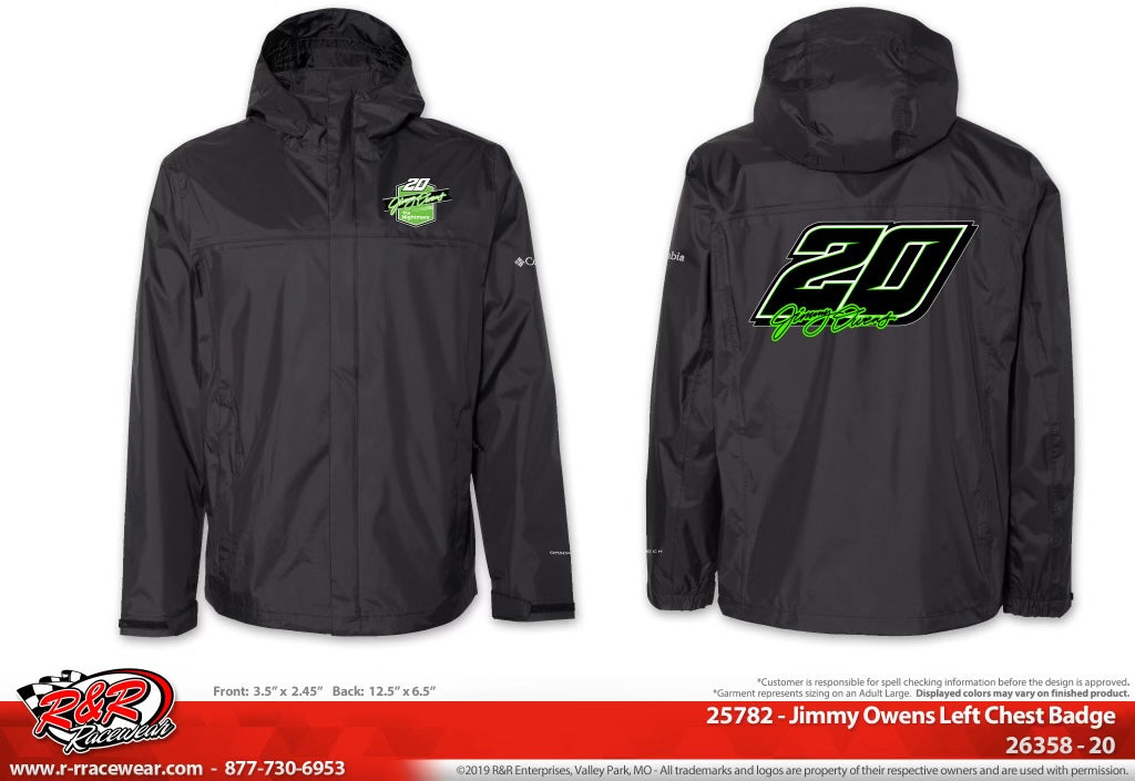 J2401B - Charcoal Gray Jimmy Owens Badge Rain Proof Jacket with Hood