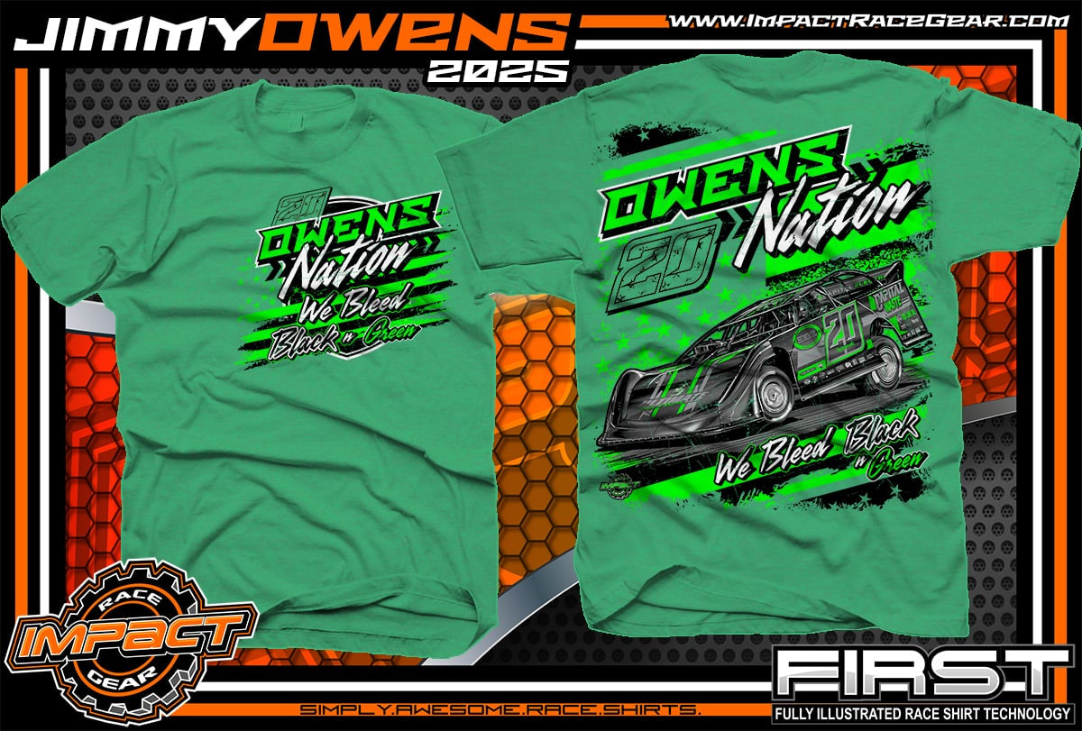 T2505GR - Green "Owens Nation Bleeds" Adult Short Sleeve Shirt