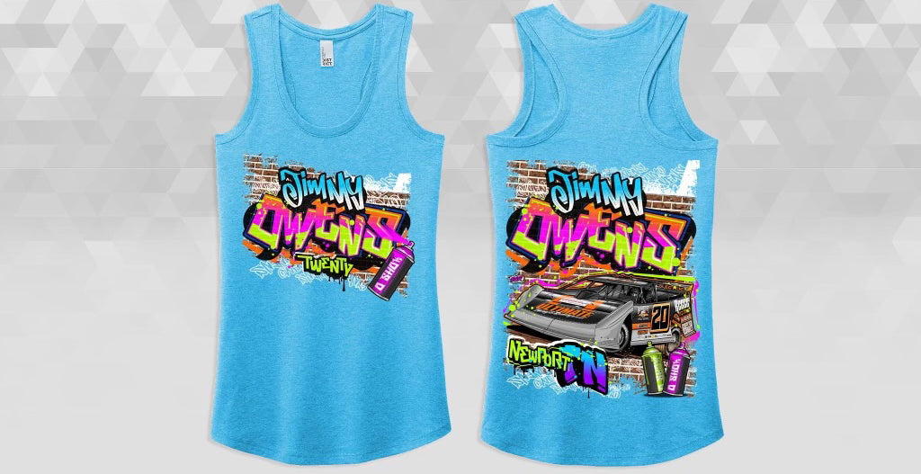 L2403TF - Turquoise Frost "Owens Graffiti" Ladies Racerback Tank Top