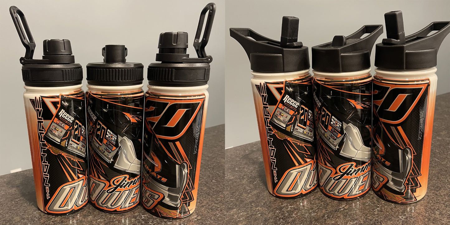 M2323 - Jimmy Owens 18 oz. Water Bottle w/ Two Different Tops