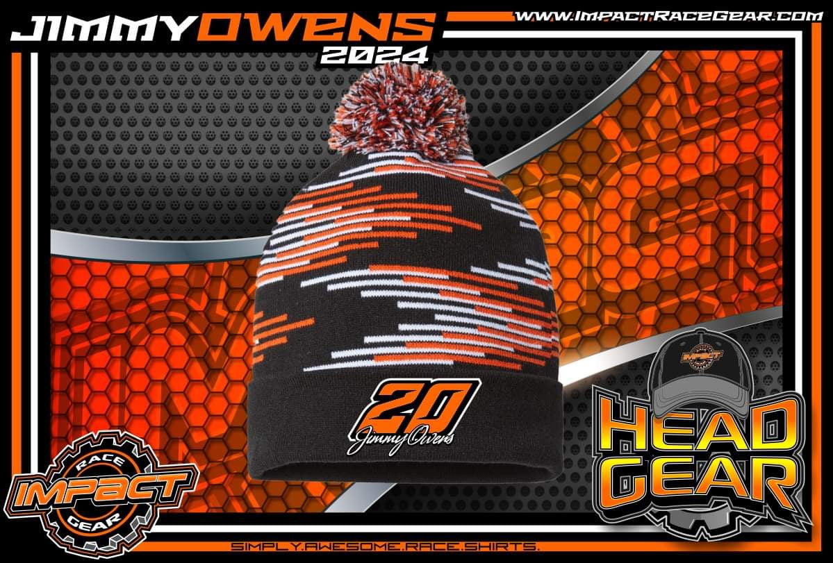 H2404BOW - Black / Orange / White Lines Jimmy Owens #20 Pom Beanie