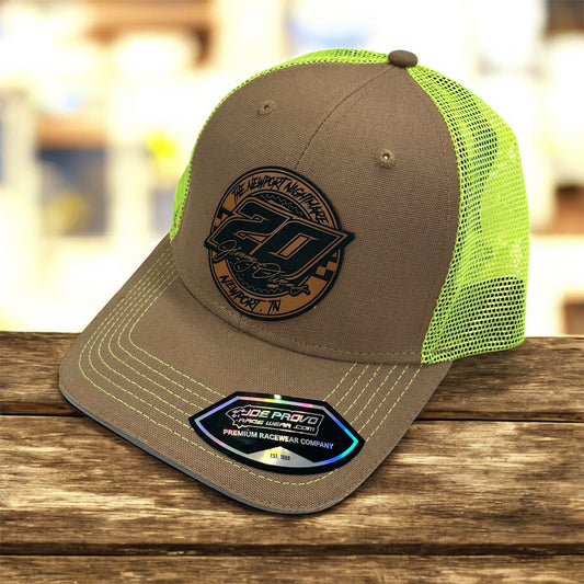 H2513BRGR - Brown / Green Mesh 20 Checkers Circle Snapback Hat