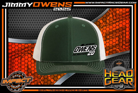 H2502DGRW - Dark Green / White Mesh Jimmy Owens 20 Snap Back Hat
