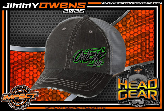 H2505DGLG - Dark Gray / Light Gray Mesh Jimmy Owens 20 Snap Back Distressed Hat