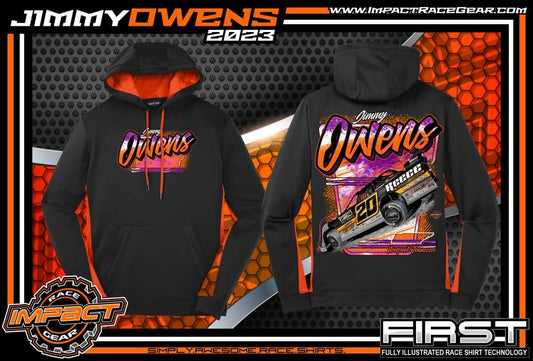 HS2306BO - Black / Orange "Owens Impact Fade" Adult Dri-Fit Hooded Sweatshirt