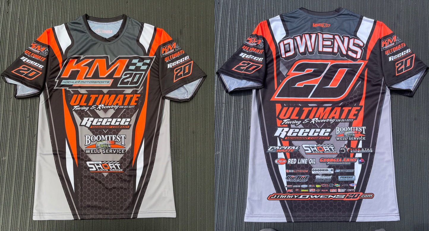 T2316GBO - Gray / Black / Orange Koehler Motorsports Sublimated Adult Short Sleeve Shirt