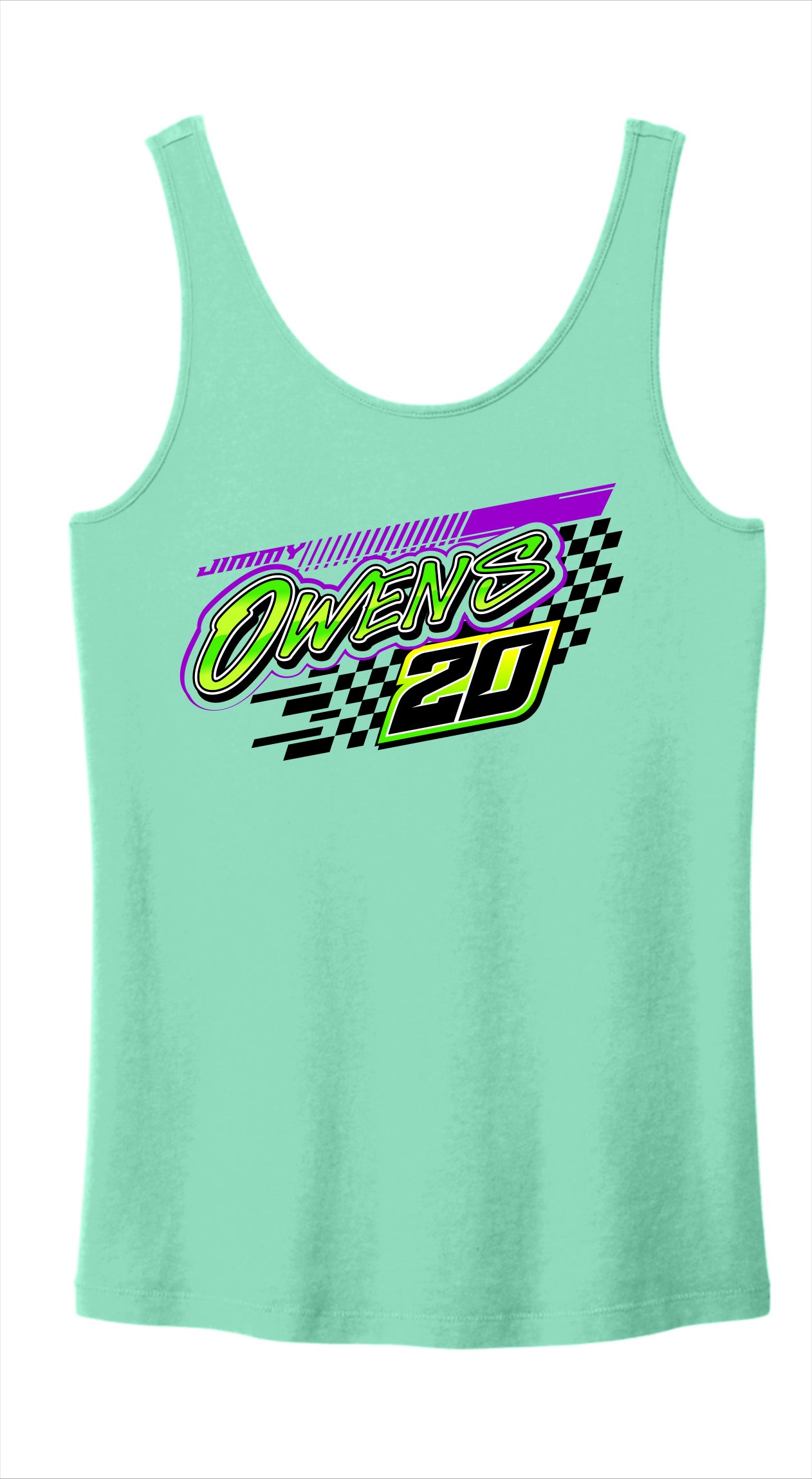 L2501MGR - Mint Green Owens 20 Checkers Tank Top
