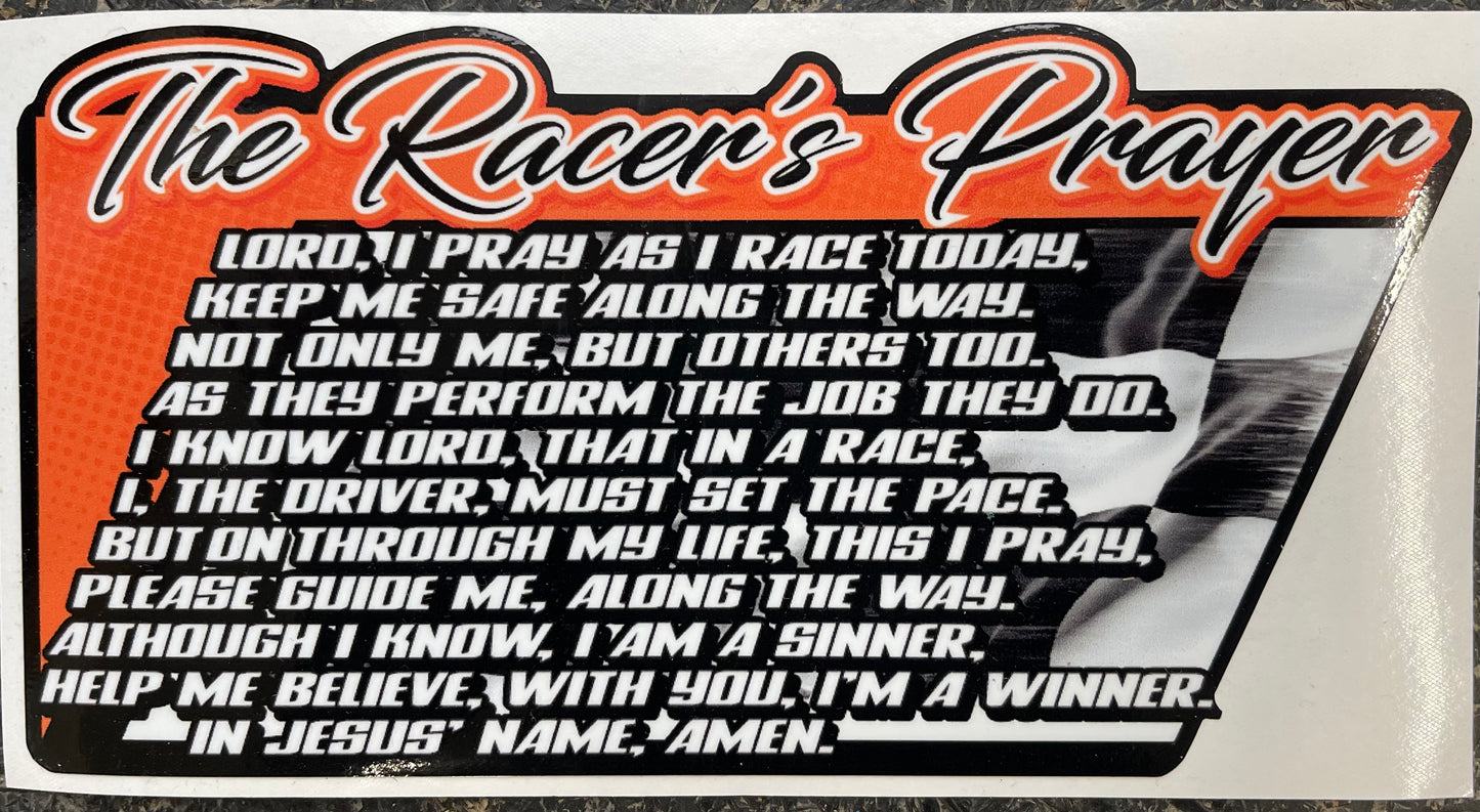 S2305 - The Racer's Prayer Window Sticker