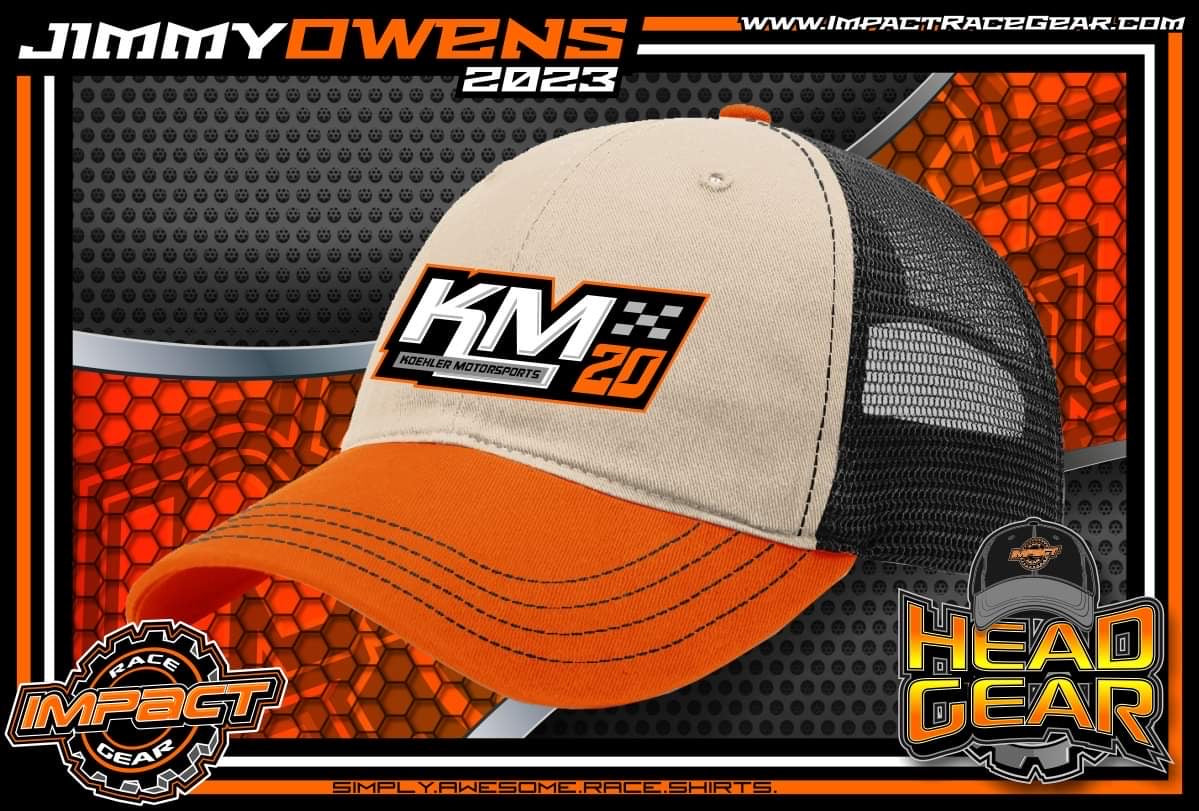 H2303OSB - Orange / Stone / Black Mesh KM20 Logo Snap Back Hat